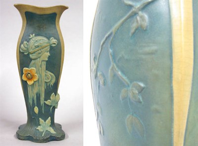 Lot 1086 - Art Nouveau Pottery Vase Molded with a maiden,...