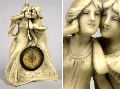 Lot 1089 - Royal Dux Porcelain Figural Clock With two...