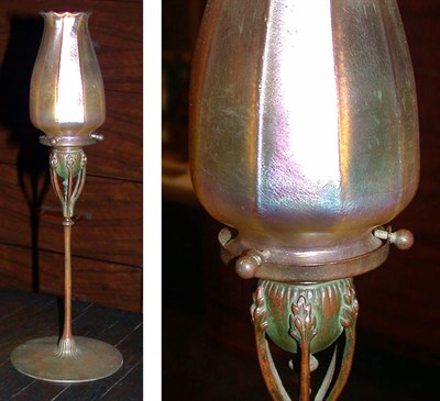 Lot 926 - Tiffany Studios Favrile Glass and Bronze...