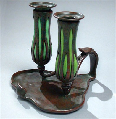 Lot 1201 - Tiffany Studios Favrile Glass and Bronze...