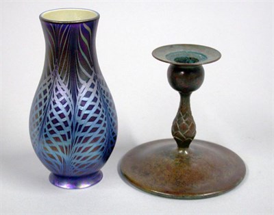 Lot 1219 - Tiffany Studios Bronze Candlestick With later...