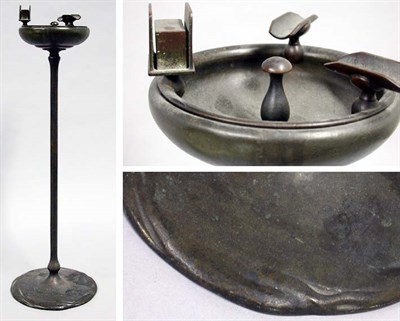 Lot 888 - Tiffany Studios Bronze Ash Stand With matchbox...