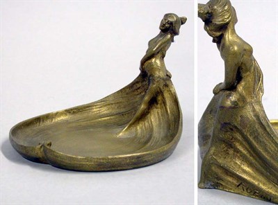 Lot 1159 - Art Nouveau Gilt-Bronze Figural Dish Depicting...