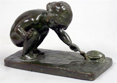 Lot 1148 - Bronze Figure of a Child Kneeling to Touch a...