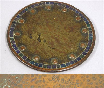 Lot 1122 - Burdick Studios Bronze and Glass Trivet Of...