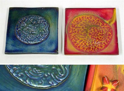 Lot 903 - Two Tiffany Studios Molded Favrile Glass Tiles...