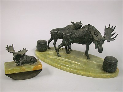Lot 772 - Austrian Art Nouveau Bronze and Onyx Standish...
