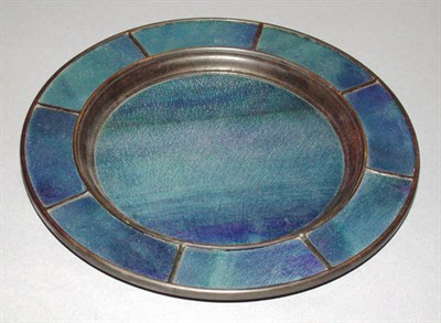 Lot 1123 - Leaded Blue Iridescent Glass Circular Dish...