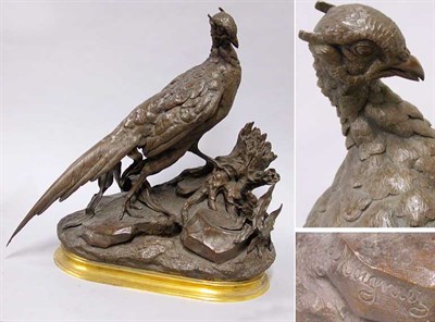 Lot 666 - Bronze Figure of a Pheasant and Mink After a...