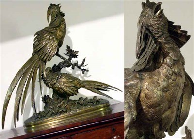 Lot 663 - Bronze Sculpture Depicting a Pair of Asiatic...