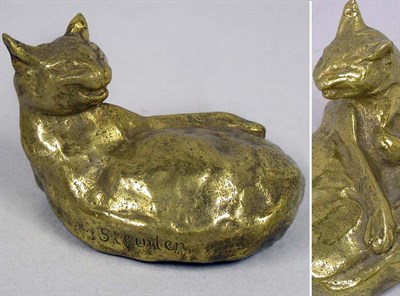 Lot 1153 - Gilt-Bronze Figure of a Reclining Cat After a...