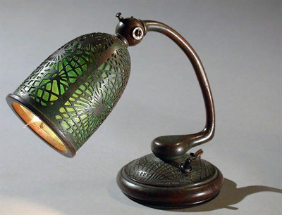 Lot 894 - Tiffany Studios Opalescent Glass and Bronze...
