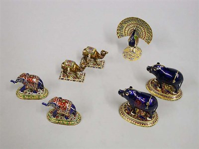 Lot 449 - Seven Gold and Enamel Animal Figurines...