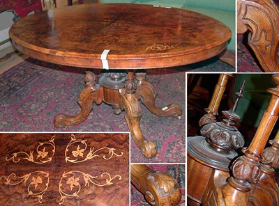 Lot 455 - Victorian Marquetry Inlaid Burl-Wood Tilt-Top...