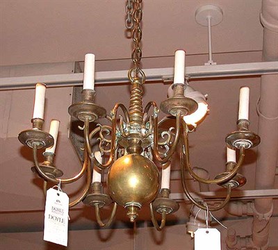 Lot 436 - Baroque Style Brass Eight-Light Chandelier