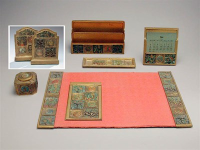 Lot 1226 - Tiffany Studios Enameled and Gilt-Bronze Desk...