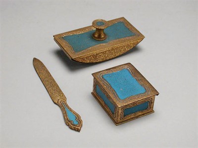 Lot 1227 - Tiffany Studios Enameled and Gilt-Bronze Desk...