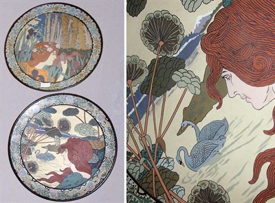 Lot 1083 - Pair of Mettlach Art Nouveau Porcelain Plaques...