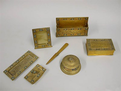 Lot 1215 - Tiffany Furnaces Enameled Bronze Desk Set In...