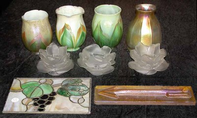 Lot 1275 - Group of Tiffany Studios Favrile Glass, Bronze...