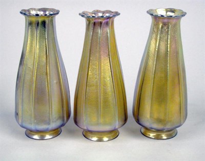 Lot 1277 - Set of Three Tiffany Studios Favrile Glass...