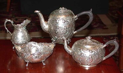 Lot 343 - Assembled Continental Silver Four-Piece Tea...