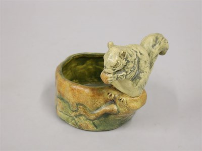 Lot 1065 - Weller Pottery Dish Molded with a squirrel...