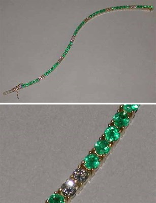 Lot 589 - Emerald and Diamond Line Bracelet