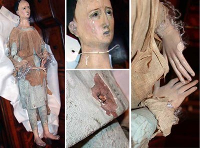 Lot 363A - Spanish Colonial Painted Wood Figure of the...