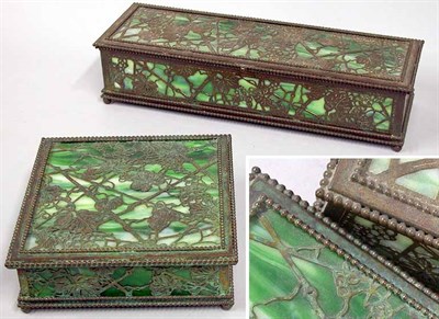 Lot 1253 - Tiffany Studios Glass and Bronze Glove Box and...