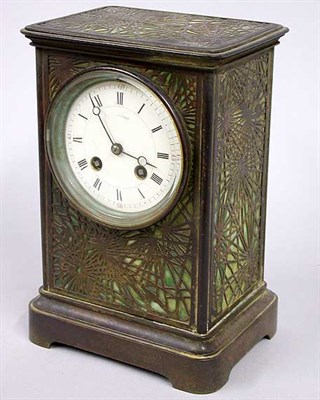 Lot 1273 - Tiffany Studios Glass and Bronze Desk Clock In...