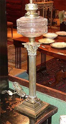 Lot 322 - Pair of Georgian Style Brass and Glass Fluid...