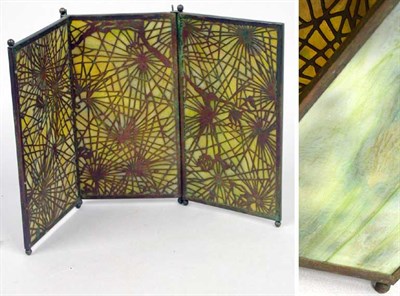 Lot 876 - Tiffany Studios Glass and Bronze Three-Fold...