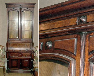 Lot 693 - Victorian Mahogany Cylinder Secretary Bookcase...
