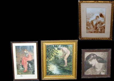 Lot 989 - After Edouard Bisson [WOMAN AMIDST FLOWERS]...