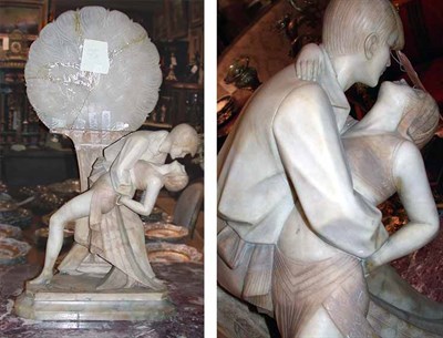 Lot 776 - Art Deco Alabaster Figural Lamp Carved as a...