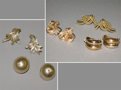 Lot 278 - Five Pairs of Gold Earrings
