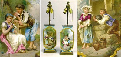 Lot 434 - Pair of Old Paris Porcelain Vases Each of...