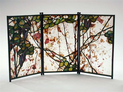 Lot 1286 - Tiffany Studios Bronze and Leaded Glass...