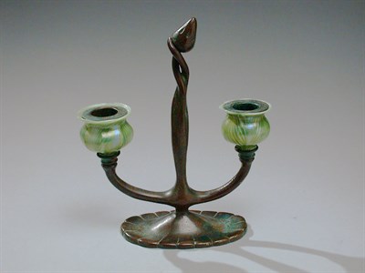 Lot 879 - Tiffany Studios Favrile Glass and Bronze...