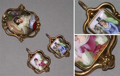 Lot 240 - Swiss Enamel Pin and Earring Set