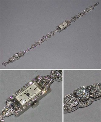 Lot 444 - Diamond Bracelet Watch