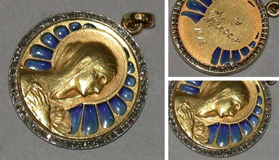 Lot 239 - Plique a Jour and Diamond Pendant
