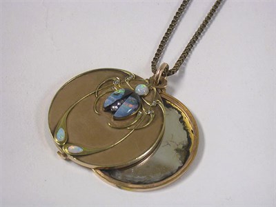 Lot 515 - Opal Beetle Locket and Chain