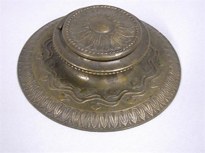 Lot 933 - Tiffany Studios Bronze Inkwell Of circular...