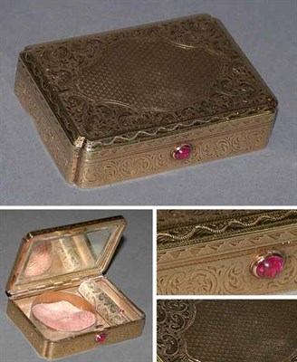 Lot 350 - Gold Compact with Powder and Lipstick Case