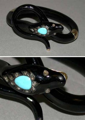 Lot 215 - Gold and Enamel Snake Bracelet