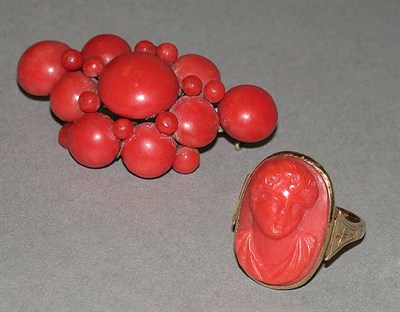 Lot 67 - Coral Ring and Brooch