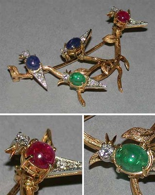 Lot 151 - Multicolored Stone Bird Pin