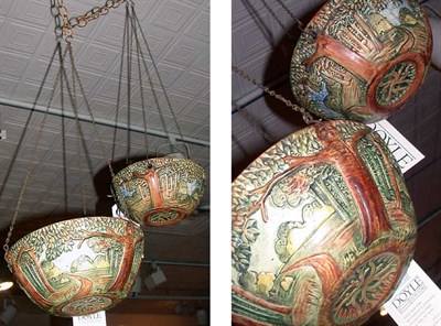 Lot 1017 - Two Weller Pottery Hanging Baskets Each...